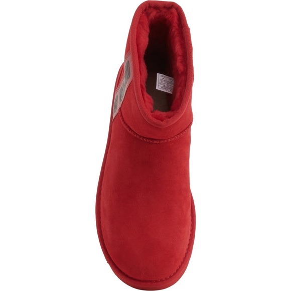 UGG CLASSIC SAMBA RED SUEDE MINI SIDE LOGO BOOTS - Picture 7 of 11